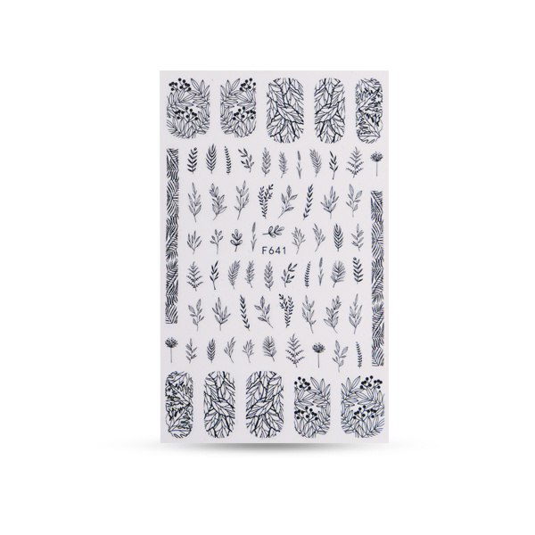 nail sticker (F641) black leaves | Crystal Nails
