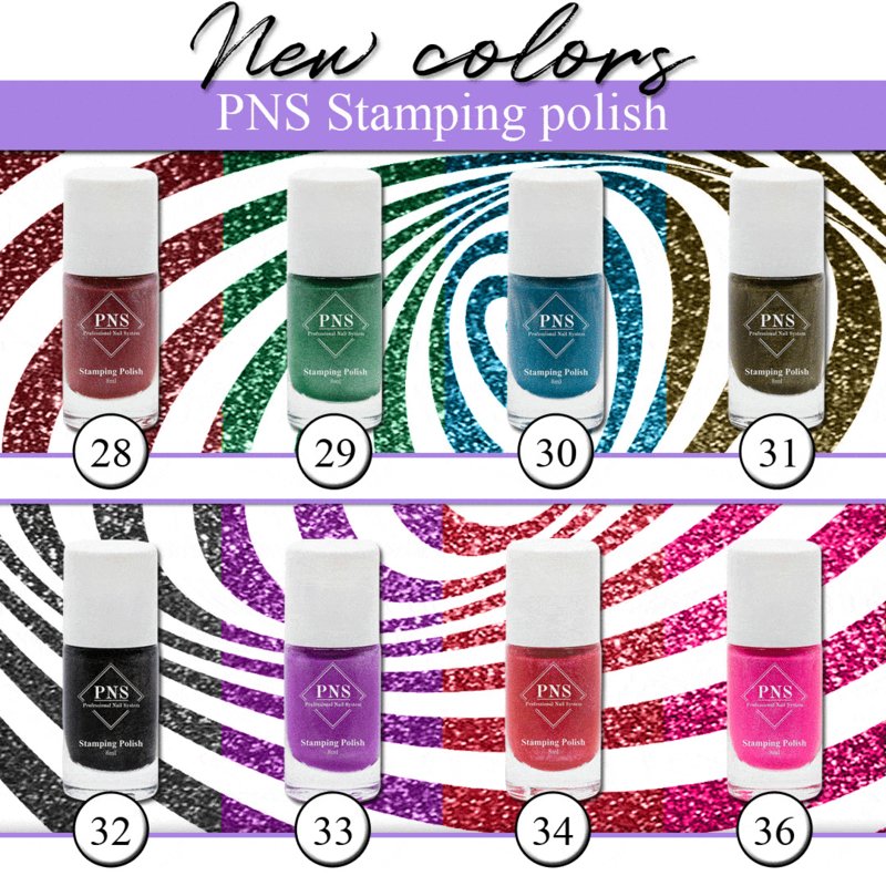 PNS Stamping Polish Glitter Collection 8 stuks 28 tm 36