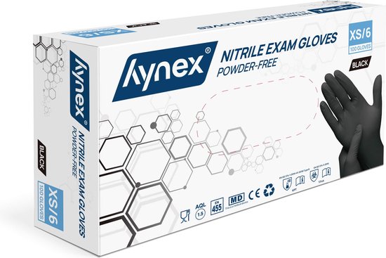 Hynex Nitril Black Handschoenen - Poedervrij Maat XS 100st
