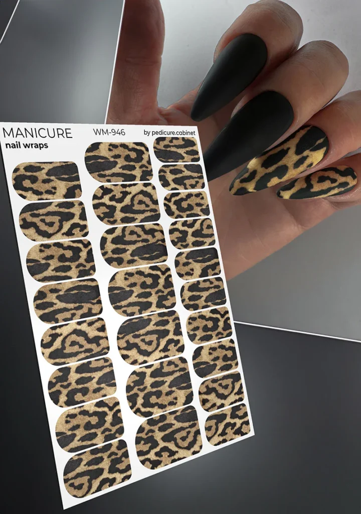 Manicure Leo large. Elongated spots. Nail wrap WM-946