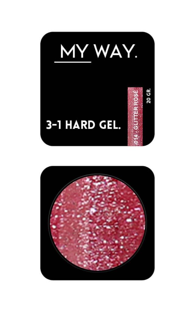 3-1 Hard Gel Glitter Rose 014 20ml | MY WAY
