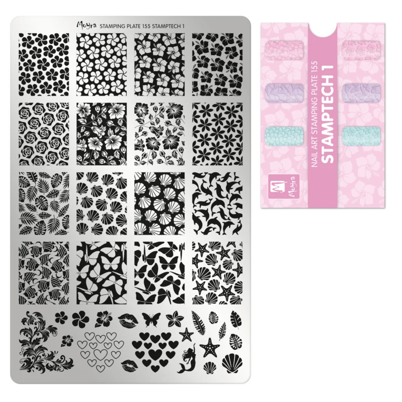 Stamping Plate 155 Stamptech + Gratis Try-on plate Sheet | Moyra