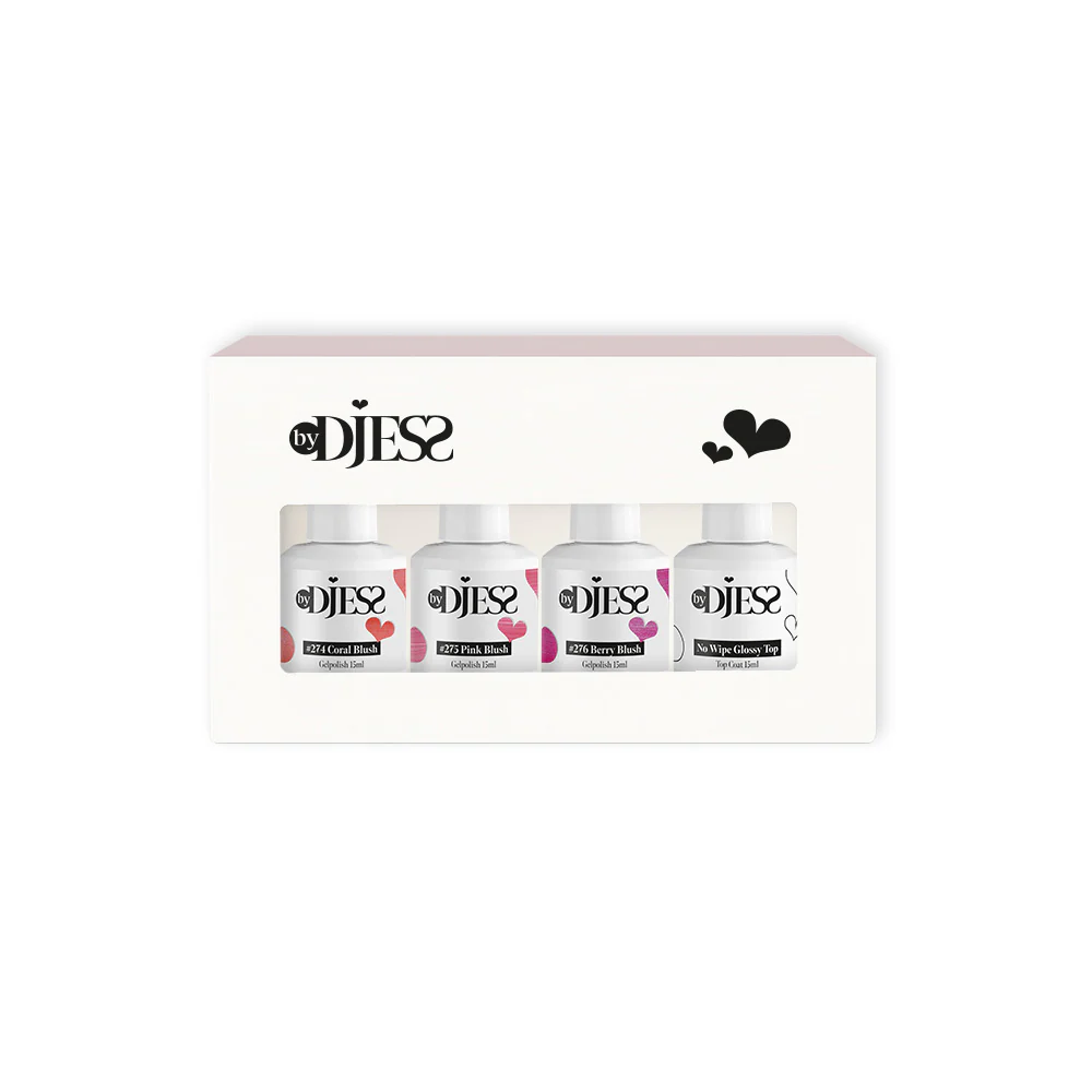 4-pack Summer Blush #274 - #276 + Glossy Top - 15 ml + GRATIS colorwheel | By Djess